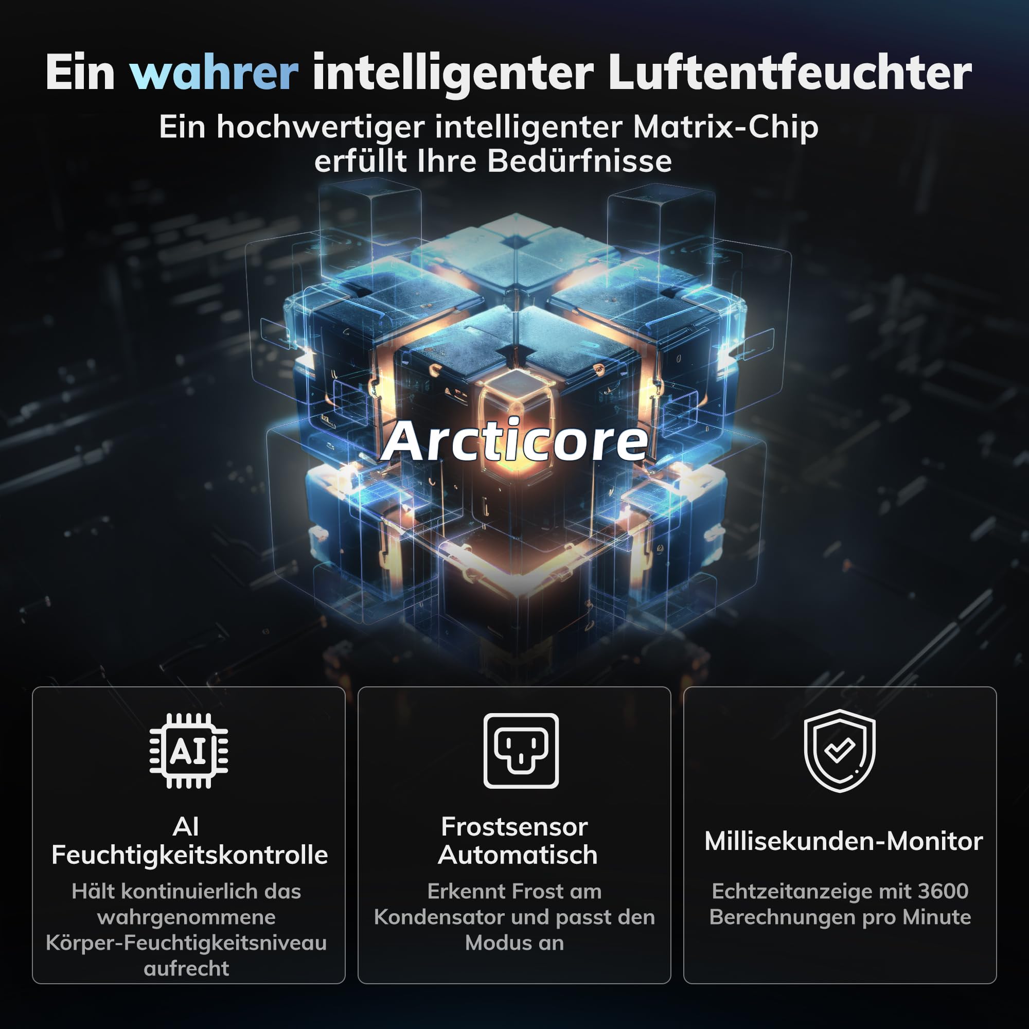 AEOCKY 20L/d, luftentfeuchter elektrisch, Raumgröße ca.160m³(40m²), Smart Luftentfeuchter mit Ablaufschlauch, Geeignet für Keller, Waschküche, Schlafzimmer, Badezimmer