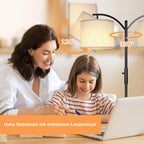 ROTTOGOON Dimmbare Stehleuchte Bogen Stehlampen für Wohnzimmer Stufenlos Dimmbare Moderne Stehlampe mit Leinenschirm Hohe Lampe für Schlafzimmer Büro Esszimmer- Schwarz