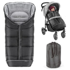Zamboo Fußsack für Joie Buggy Sportwagen (passend für Litetrax, Mytrax, Chrome) - Winterfußsack für Kinderwagen, mit Reflektor, Kapuzenfunktion & Tasche - Schwarz