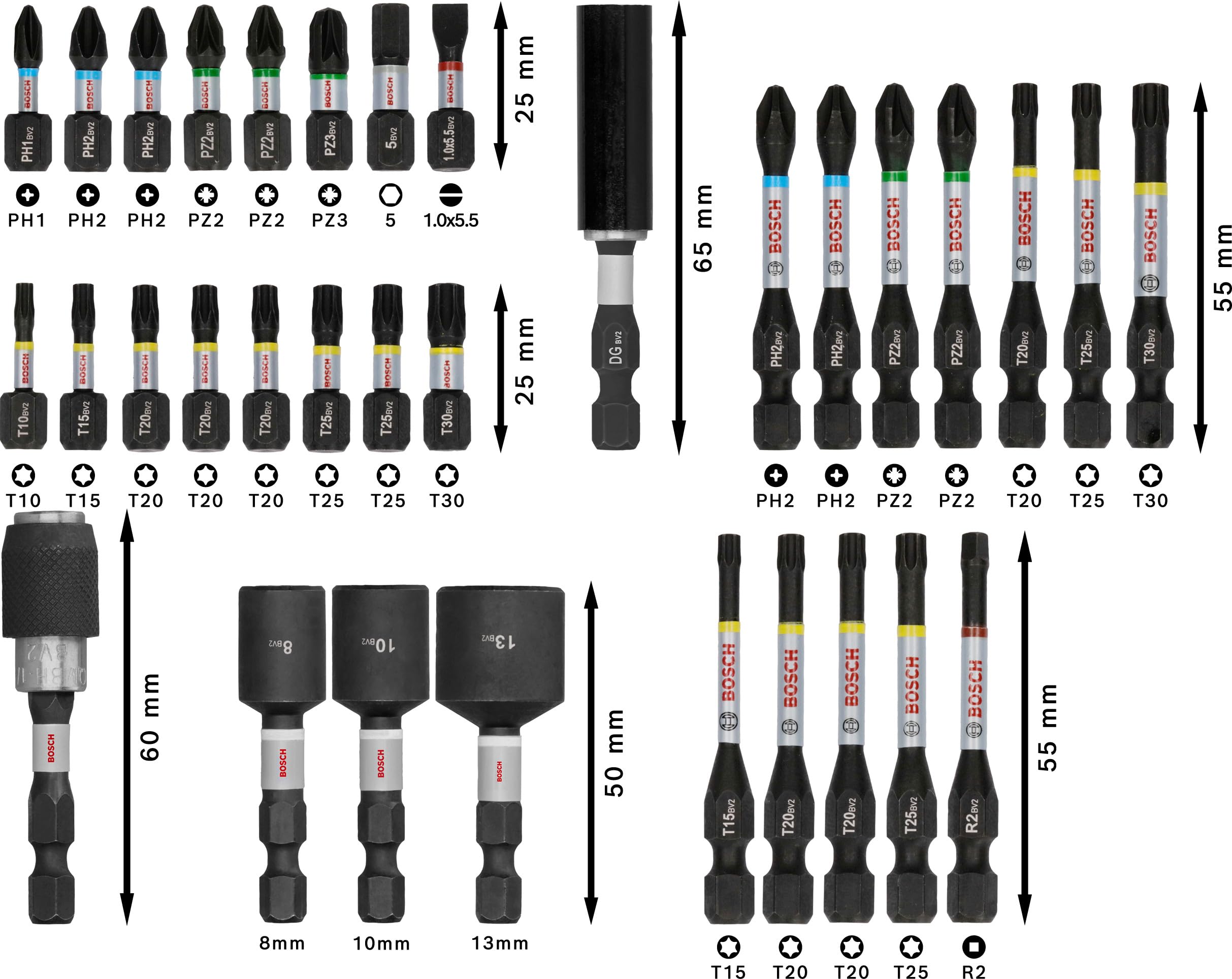 Bosch 33x PRO Impact Set, 33-tlg. (200 x 107 mm, Professional Zubehör Schraubendreher, Schraubendreher)