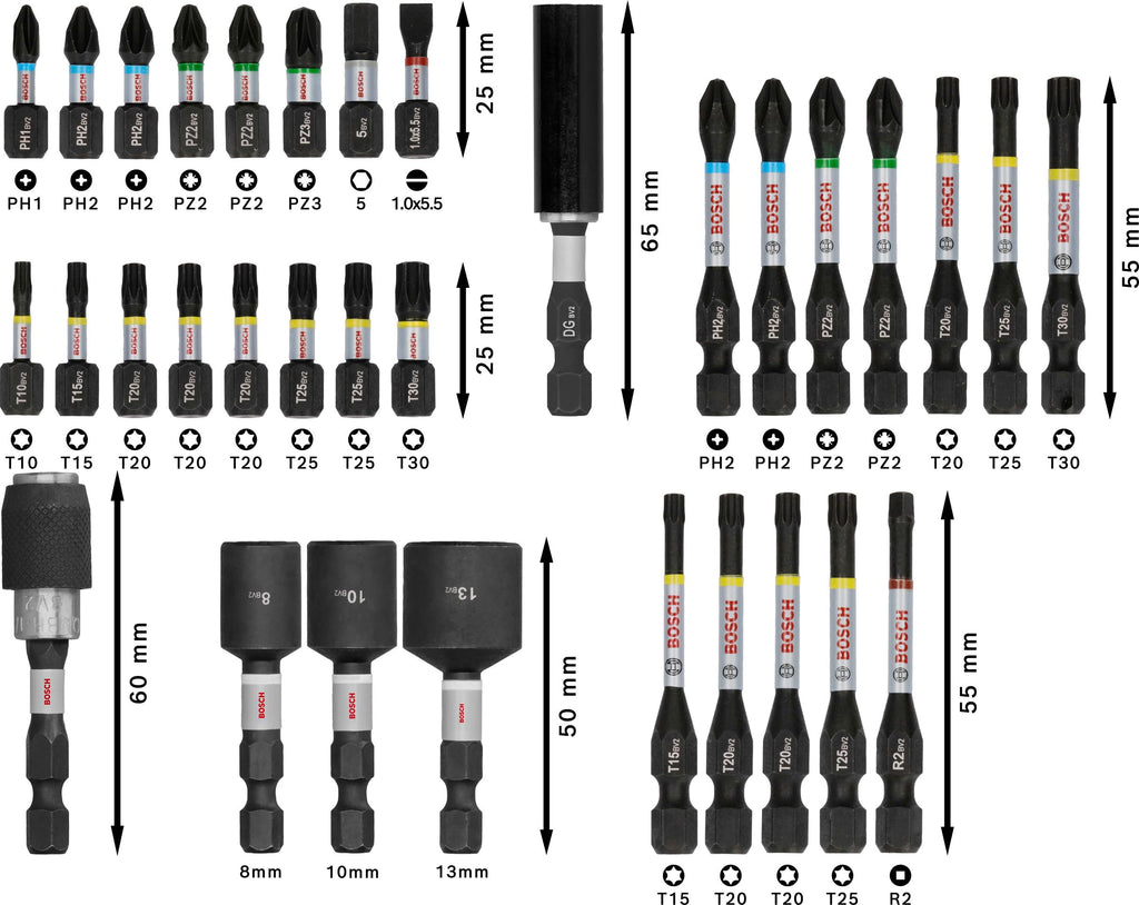 Bosch 33x PRO Impact Set, 33-tlg. (200 x 107 mm, Professional Zubehör Schraubendreher, Schraubendreher)