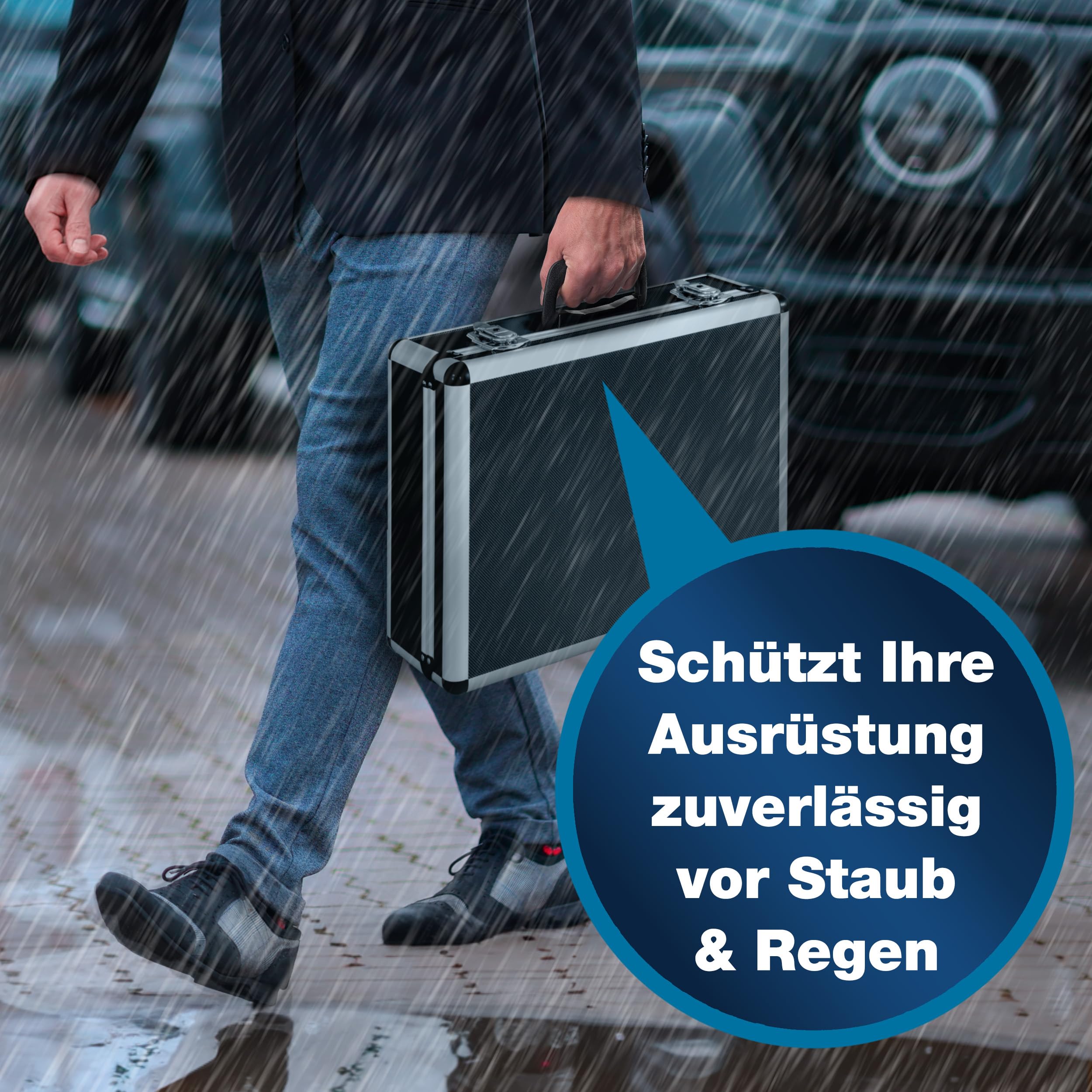 PeakTech Universalkoffer P 7305 – abschließbarer Universal-Transportkoffer mit Würfelschaumstoff – tragbarer Fotokoffer – robuster Koffer mit Schutz vor Regen und Staub – Groß (405 x 330 x 150 mm)