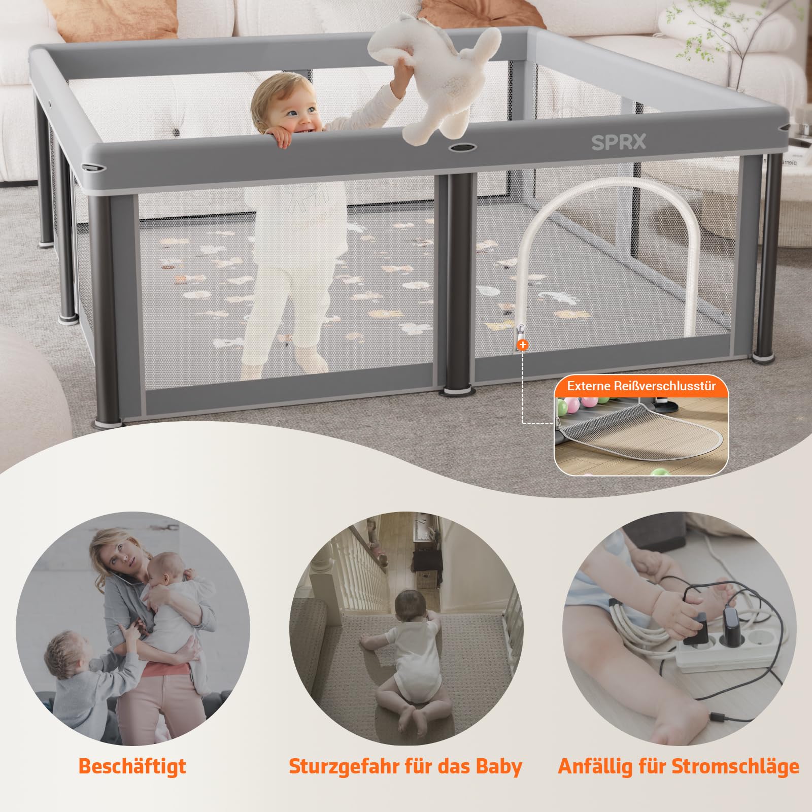 laufstall baby faltbar mit Matte,127x127,zusammenklappbarer Laufstall für Babys und Kleinkinder,Sicherheitslaufstall für Kinder im Innen-und Außenbereich,tragbarer Reiselaufstall und 50 Ozeanbällen