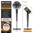 Brandson - Standventilator 3D mit ECO DC Motor – sehr leise – Preisträger 2025-60% Energieeinsparung – Ventilator mit 24 Geschwindigkeiten – horizontale und vertikale Oszillation – Fernbedienung