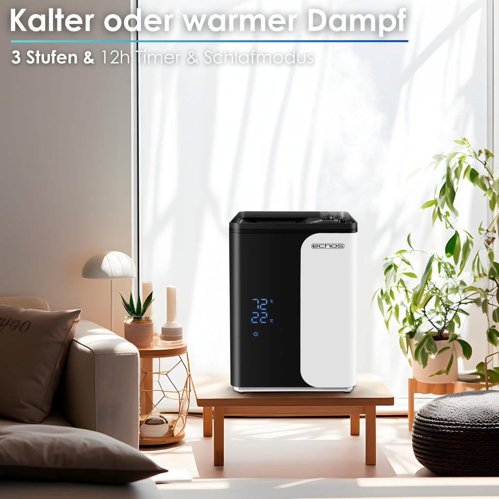 Ultraschall Luftbefeuchter 5 Liter WIFI Smart Life App Fernbedienung Luftreinigungsgerät Luftreiniger Eingebautes Hygrometer LED-Touch-Display 12h Timer Nachtmodus Warm oder Kaltfunktion HEPA Filter