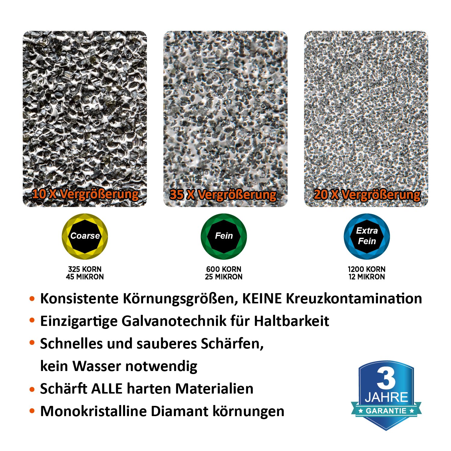 SHARPAL 116N Diamant Schleifstein Axt-und messerschärfer Abziehstein Set Körnung325/600/1200 Kreditkartengrröße Grob/Fein/Extrafein