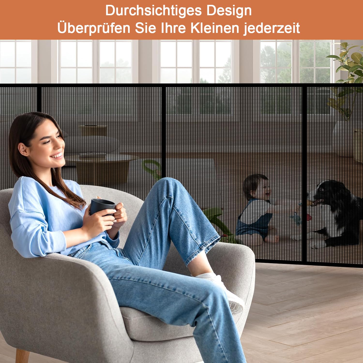 Treppen- & Türschutzgitter Ausziehbar 0-700cm | 115cm H Baby- & Haustiergitter mit verstärktem Mesh | Sicherheitstor für Treppen, Türen, große Öffnungen Indoor/Outdo (700cm/Schwarz)