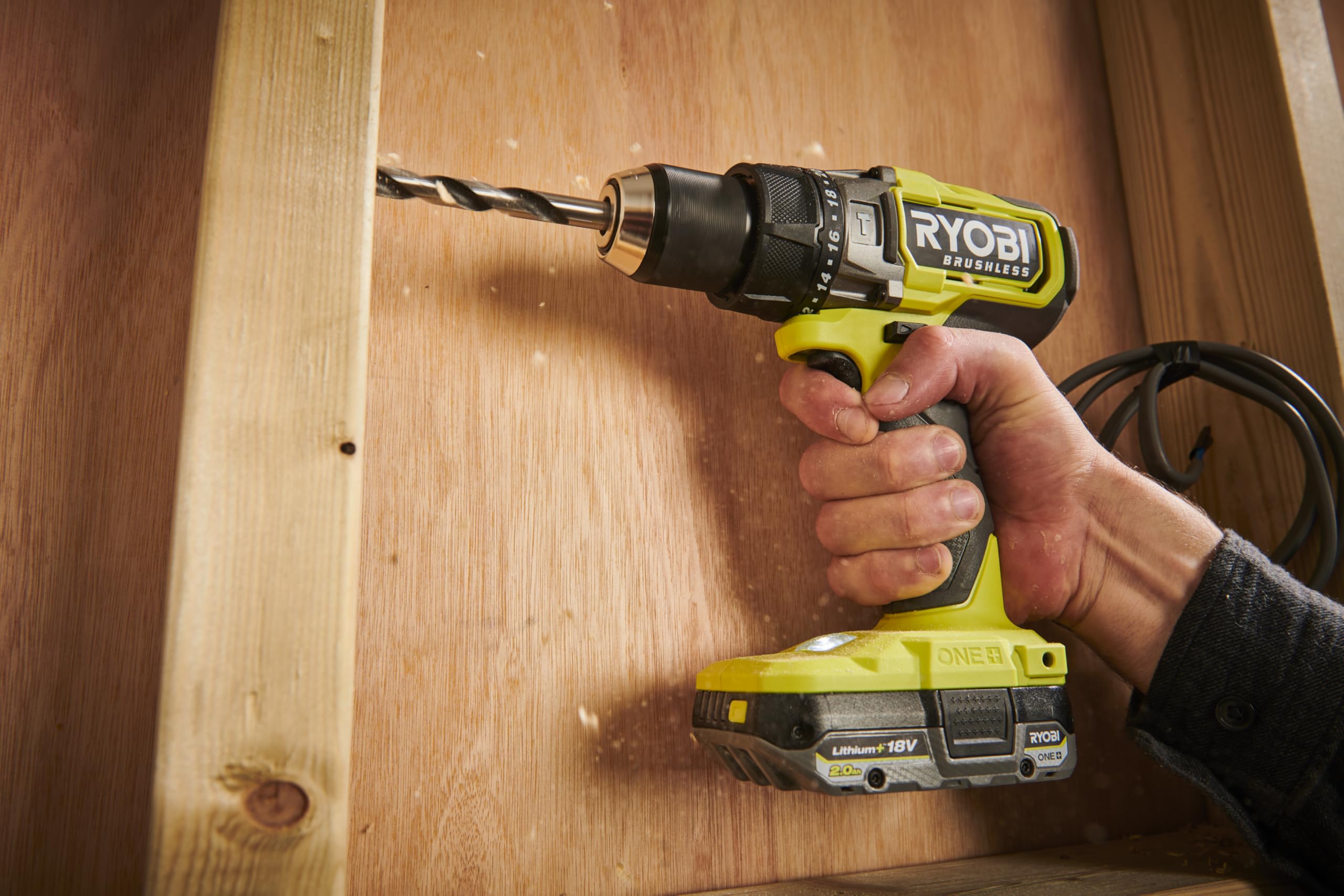RYOBI 18 V ONE+ Brushless Akku-Schlagbohrschrauber RPD18BL2-0, max. Drehmoment 95 Nm, 24 Drehmomenteinstellungen, 13 mm Schnellspannbohrfutter, G5 GripZone, ohne Akku und Ladegerät