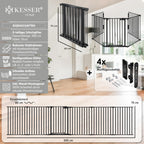 KESSER® Kaminschutzgitter mit Tür 305 cm Metall Ofenschutzgitter Laufgitter Laufstall Absperrgitter Tierschutzgitter Türschutzgitter für Kinder-Sicherung, 5-teilig Elemente (je 60 x 75 cm) Schwarz