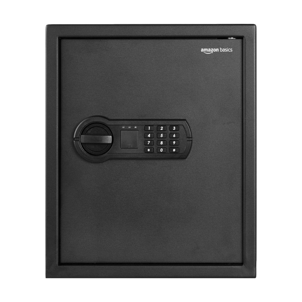Amazon Basics Elektronischer Tresor aus Stahl mit programmierbarem digitalem Tastenfeld für Schmuck, Geld, Wertsachen, 43 l, 35 cm x 33 cm x 42 cm (B x T x H), Schwarz