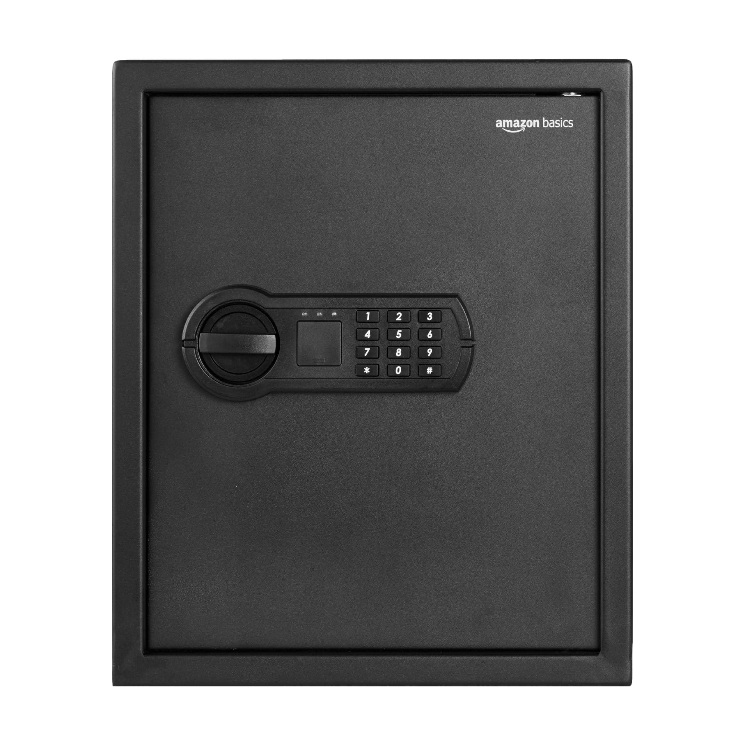 Amazon Basics Elektronischer Tresor aus Stahl mit programmierbarem digitalem Tastenfeld für Schmuck, Geld, Wertsachen, 43 l, 35 cm x 33 cm x 42 cm (B x T x H), Schwarz
