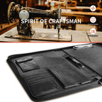 NEWYES NY-A403-BL-EU Konferenzmappe aus Leder, mit Reißverschluss, A4, Reisedokumentenmappe, Portfolio-Reisetasche, persönlicher Agenda-Organizer, 33,5 cm x 25 cm x 3,5 cm, Schwarz-Weiß