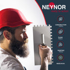 NEYNOR® Zahnkelle 4 mm - Profi Edelstahl Glättekelle - Zahnspachtel zum Verlegen von Fliesen - Ergonomisch Griff - Made in EU - 280 x 130 mm