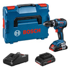 Bosch Professional 18V System Akku Schlagbohrschrauber GSB 18V-55 (max. Drehmoment 55 Nm, inkl. 2x Akku ProCORE18V 4.0Ah, Schnellladegerät GAL 18V-40 Professional, Einlage, L-BOXX)