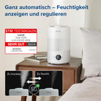 Levoit 19dB leise Top-Fill Luftbefeuchter, Smart Humidifier für Schlafzimmer, Baby, Luftfeuchtigkeit Sensor, Raumbefeuchter mit 360°Drehdüse für Kinderzimmer, Pflanzen, 3 L, Cremeweiß