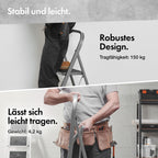 VonHaus Trittleiter 2 Stufen Klappbar - Treppenleiter mit Anti-Rutsch-Füßen, Einfache Aufbewahrung, Belastbar bis 150kg - Hochwertige, Robuste Stahl Stahlleiter für Heimwerker- und Gartenprojekte