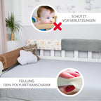Bettkantenschutz für Kinderbetten 70 cm - Schutz für Bettrahmen Baby Bett rausfallschutz für boxspringbett bettgitter mit Bezug Kantenschutz Kinder Babybett Hellbeige