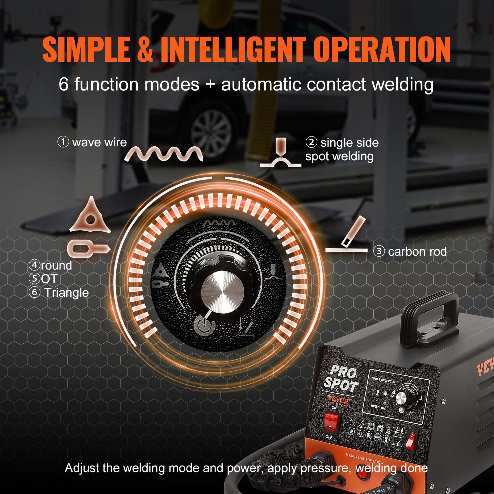 VEVOR Spot Welding Machine Dent Spotter 3kW Bolt Welding Machine Dent 6-in-1 Welding Machine with Overheating Protection System Body Spotter 1.2 mm Welding Thickness for Carbon Steel Stainless Steel