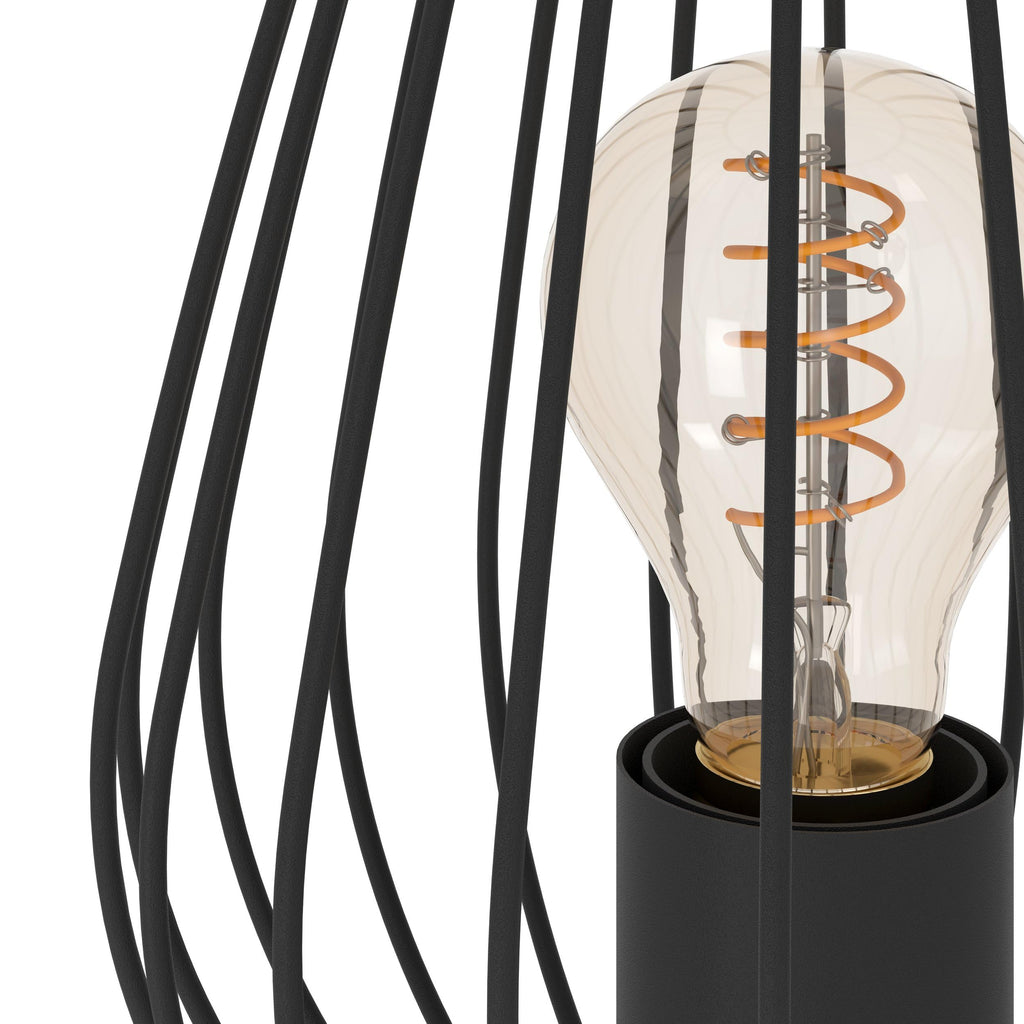 EGLO Tischlampe Newtown, 1 flammige Vintage Tischleuchte, Nachttischlampe aus Stahl, Farbe: Schwarz, Fassung: E27, inkl. Schalter