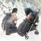 Zamboo Fußsack für Joie Buggy Sportwagen (passend für Litetrax, Mytrax, Chrome) - Winterfußsack für Kinderwagen, mit Reflektor, Kapuzenfunktion & Tasche - Schwarz