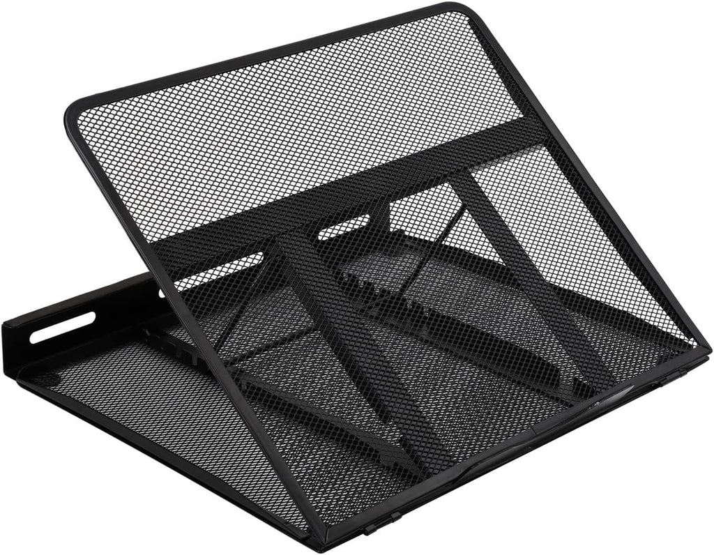 Amazon Basics Belüfteter, verstellbarer, ergonomischer Laptopständer, passend für ein Notebook bis 43,9 cm (17,3 Zoll), 33 x 28.7 x 18.5 cm, Schwarz