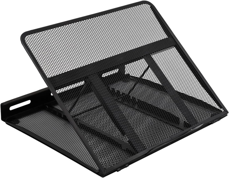 Amazon Basics Belüfteter, verstellbarer, ergonomischer Laptopständer, passend für ein Notebook bis 43,9 cm (17,3 Zoll), 33 x 28.7 x 18.5 cm, Schwarz