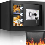 Mejasg Feuerfester Safe mit Geldbeutel, feuerfest, klein, elektrisch, mit abnehmbarem Regal und Alarmmodus, Wandtresor für Schmuck, Geld, Dokumente, Medikamente