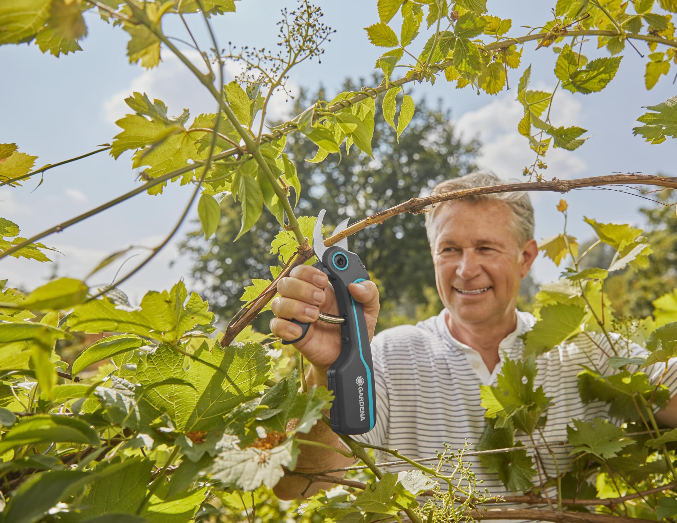 Gardena AssistCut: Akkubetriebene Gartenschere mit einem Schneid-Durchmesser von 25 mm, für einfaches und müheloses Schneiden von Zweigen, Jungen Trieben und Blumen, mit USB-C Ladekabel (12222-20)