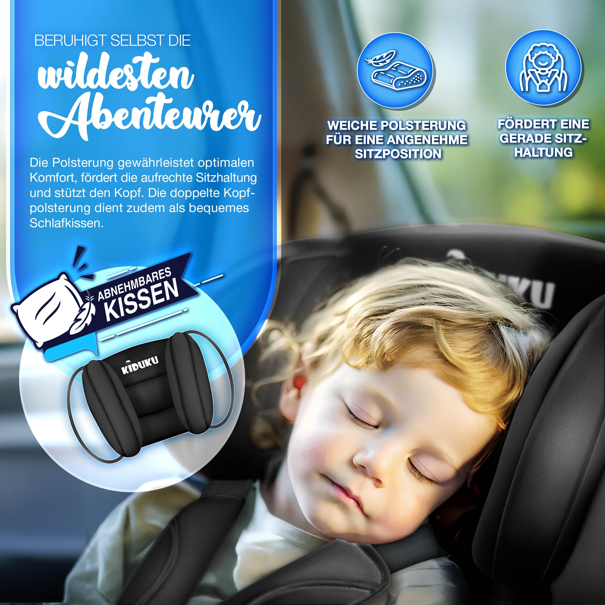KIDUKU® Kindersitz 9-36 kg (1-12 Jahre) mit Kindersitzunterlage - Autositz ECE R129/03, Gruppe 1/2/3 Autokindersitz Kinderautositz