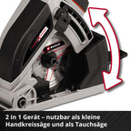 Einhell Akku-Mini-Handkreissäge TE-CS 18/89 Li - Solo Power X-Change (Lithium-Ionen, werkzeuglose Einstellung d. Schnitttiefe, hochwertiger Sägetisch, ohne Akku und Ladegerät)