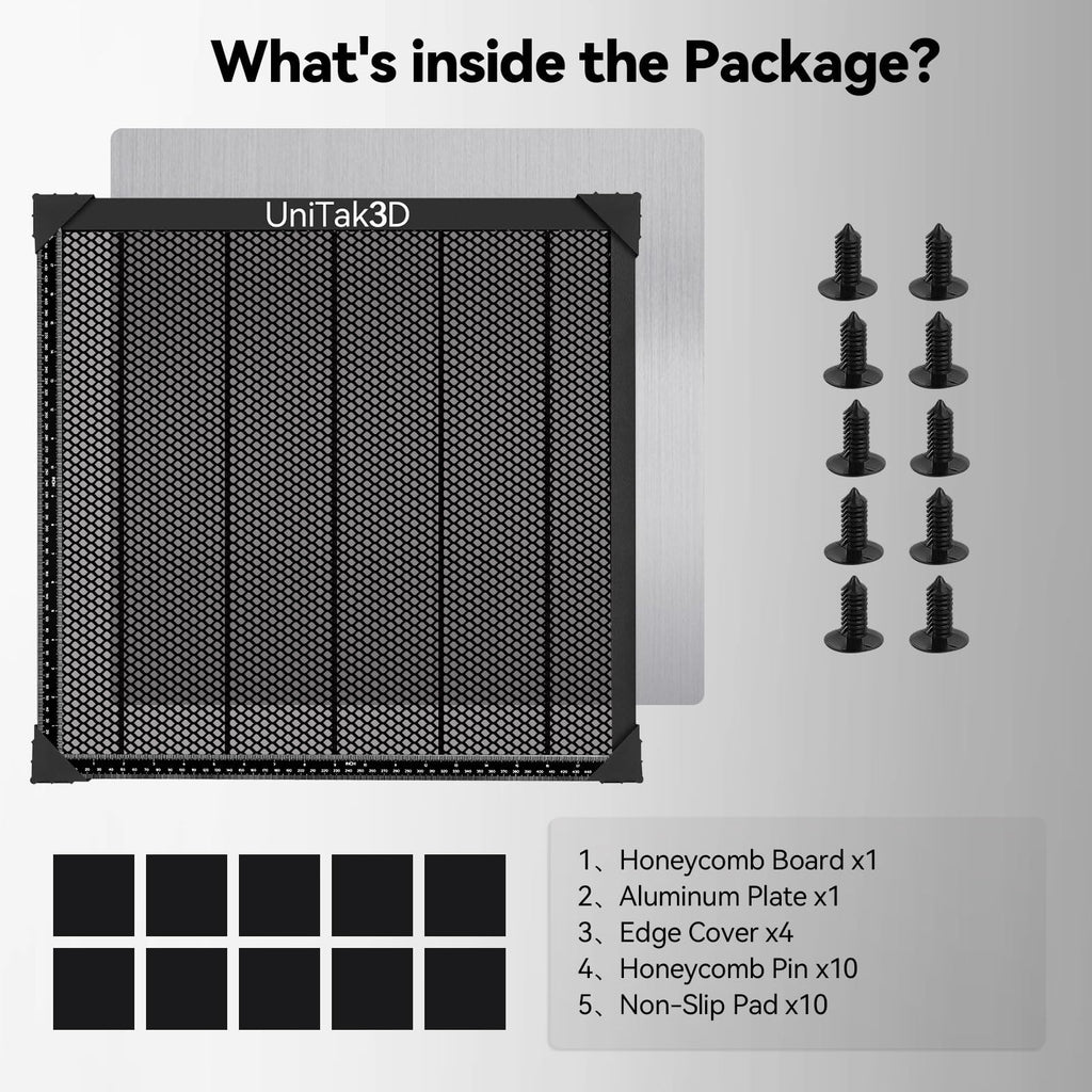 UniTak3D Honeycomb Wabentisch für Laser Graviermaschine 500x500mm for XTool D1/D1 Pro/S9/S10/S30 Pro/RAY5 Engraver Desktop Protection with Aluminiumplatte Working Area 460x460mm