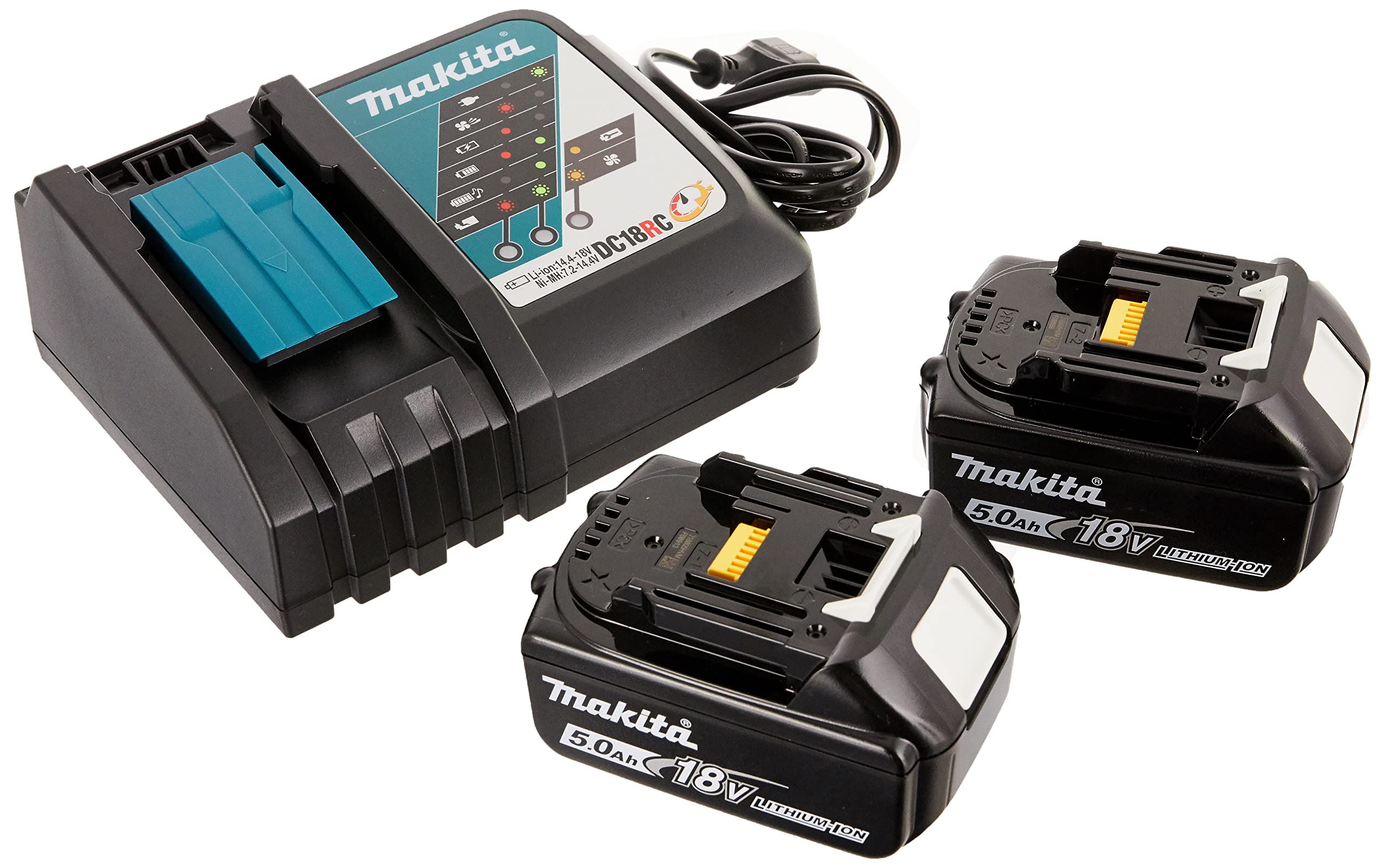 Makita DGA511RTJ Akku-Winkelschleifer 18 V / 5,0 Ah, 2 Akkus + Ladegerät Im MAKPAC