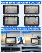 【Stabiles Bild】 AHD 1080P Rückfahrkamera Kabellos, Rückfahrkamera Funk mit 5 Zoll RückfahrKamera Monitor 6 LED Drahtlose Rückfahr-Kamera Auto Super Nachtsicht 170° Weitwinkel für DC 12V Auto SUV LKW