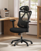 SONGMICS Ergonomischer Bürostuhl, Computerstuhl, Mesh-Stuhl, Lendenkissen und Kopfstütze verstellbar, maximale Belastung: 150 kg, höhenverstellbar, Tintenschwarz, OBN063B01
