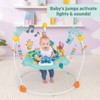 Bright Starts Disney Stitch Little Ohana Baby-Aktivitätshopser mit interaktiven Spielzeugen, Baby Bouncer Lichtern und Musik mit Stitch, Angel und Scrump, 6–12 Monate (blau)
