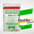 Cashier Depot Manipulationssichere Bankeintüten, 22,9 x 30,5 cm, transparent, serialisierte Nummerierung, Barcode, Press- & Seal Void Verschlussband