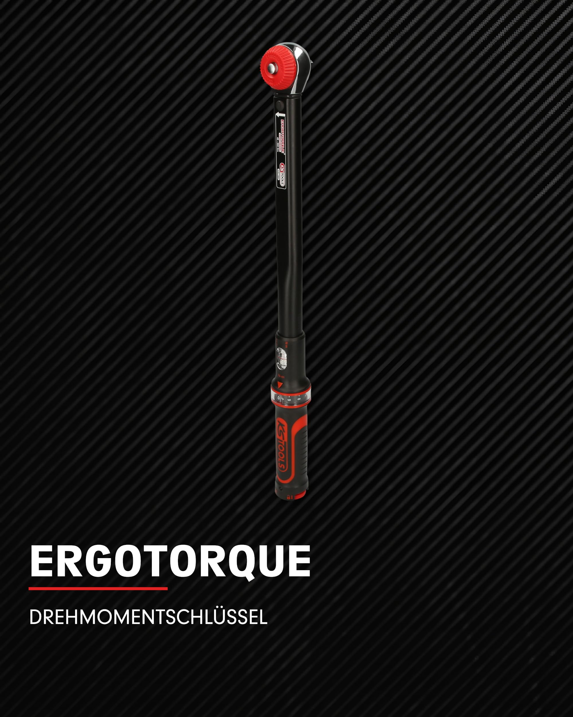 KS Tools Ratschen Drehmomentschlüssel 1/2 Zoll Drehknopf ERGOTORQUEprecision 516.1442 I 40-200 Nm I Mit Doppelskala in Nm und lbf•ft I Präzisions Schraubenschlüssel
