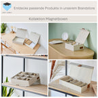 LOVE IT STORE IT - Premium - 2 Stück Aufbewahrungsboxen mit Deckel - Leinen Stoff - Magnetischer Verschluss- Klappdeckel - beige - 28x20x8,5 cm & 32x22x10,5 cm