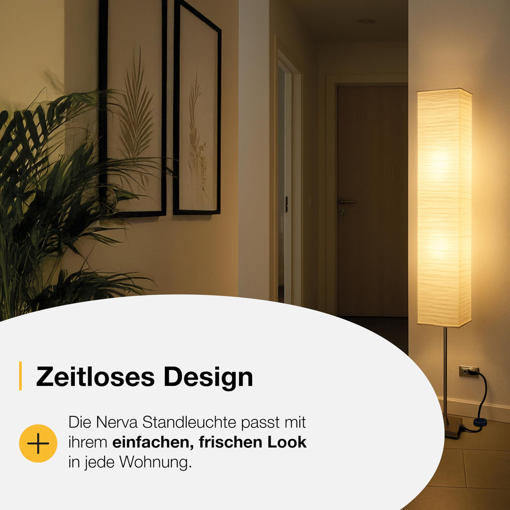 Brilliant Lampe Nerva Standleuchte titan/weiß | 2x C35, E14, geeignet für Kerzenlampen (nicht enthalten) | Mit Fußschalter