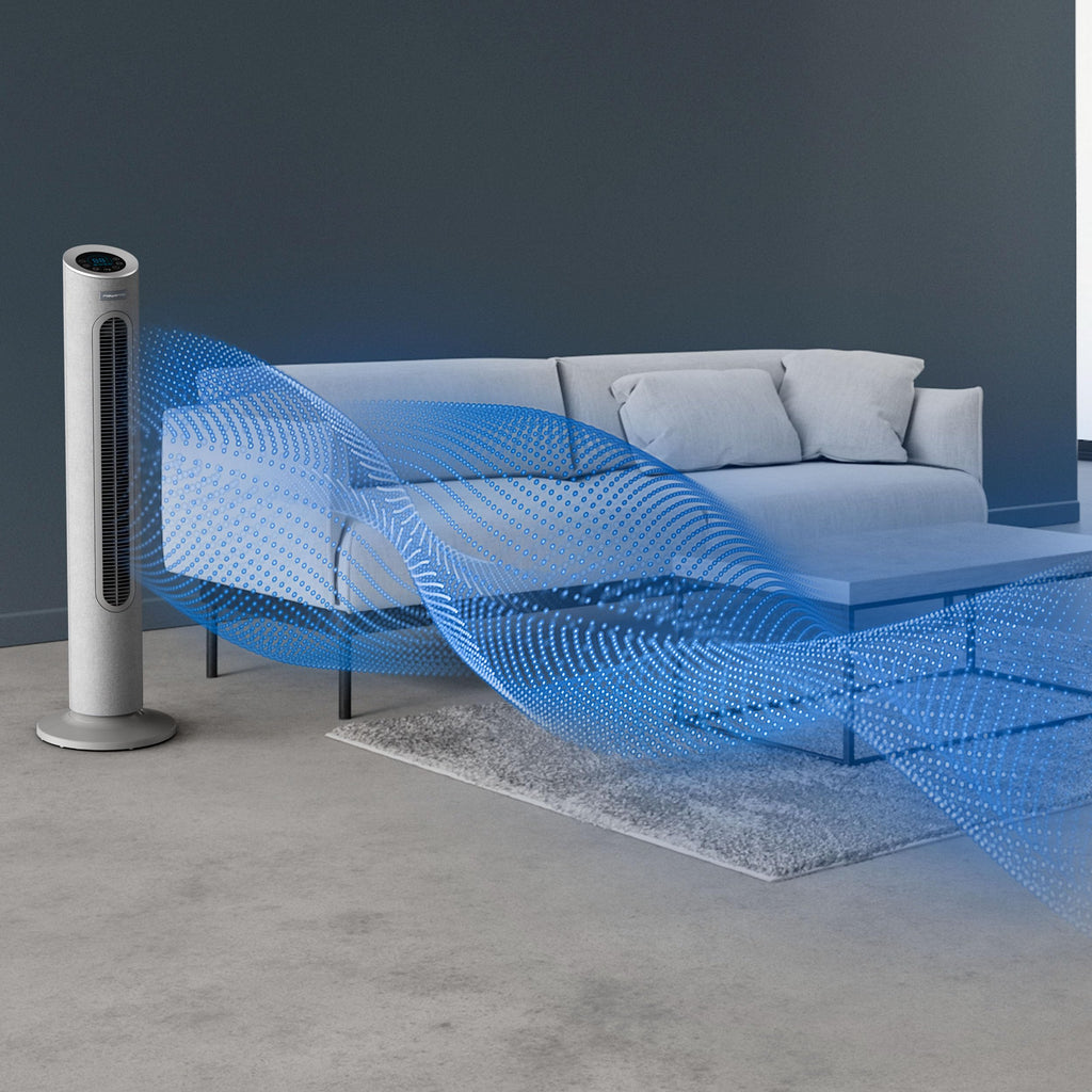 Rowenta Eole Home Turmventilator, nur 40 dB(A) bei niedrigster Geschwindigkeit, energiesparend, 7 Geschwindigkeiten/3 Modi, Timer, Fernbedienung, Grau, VU6980F0