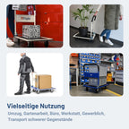 Pallit Transportwagen klappbar Blau 300 kg Rollwagen mit lenkbarer Vollgummi-Bereifung Anti-Rutsch Plattformwagen Transporthilfe Handwagen Carry