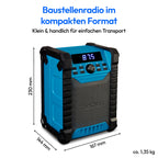 MEDION E65895 Baustellenradio mit Akku (Robustes Gehäuse, Tragegriff, Bluetooth, Spritzwassergeschützt (IP54), UKW Radio, AUX) grün
