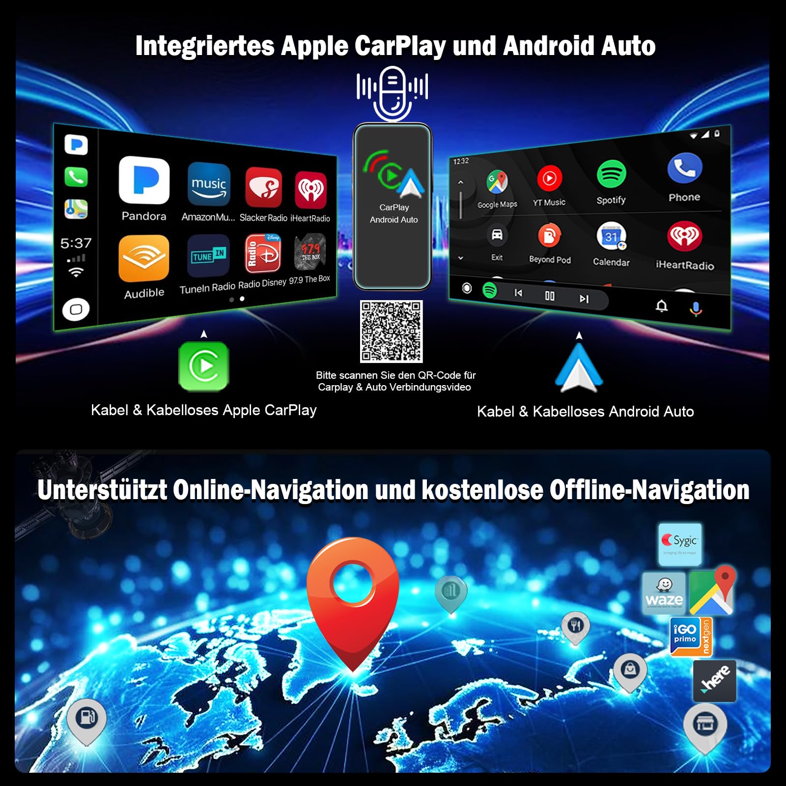 Erisin Qualcomm 8GB+128GB 8-Kern Android 14 Autoradio mit navi für VW Golf 5 6 T5 Caddy Polo Passat B6 Touran Skoda Seat Tiguan, 7" 2 Din Bluetooth Radio mit CarPlay Android Auto DAB+ WiFi IPS Canbus
