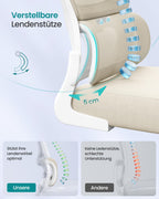 SONGMICS Bürostuhl, Schreibtischstuhl, ergonomischer Netzstuhl, mit doppellagigem Netzgewebe, atmungsaktiv, Adaptive Lendenstütze, verstellbare Kopfstütze, für Homeoffice, sandbeige OBN041L01