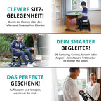 VERGLEICHSSIEGER - Alason® Tritthocker Klappbar 39cm, Belastbar bis 200kg – Mit Aufhängehaken & Aufbewahrungstasche – Platzsparender, Faltbarer Hocker in Anthrazit/Schwarz für Zuhause, Küche & Bad