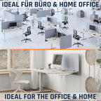 RICOO ZAP1680-G Akustik Trennwand Schreibtisch 160 x 80cm Sichtschutz Schreibtisch Trennwand Filz Pinnwand Grau Geräuschdämmung Akustik Diffusor Schallschutz Büro Tischtrennwand mit Tischklemme