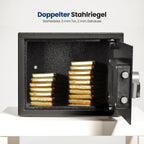 SereneLife Tresor, Elektr. Safe- 15L, 31x20x20cm- Kompakt, Robust mit Gepolsterter Innenraum & Zahlenschloss, Sicher für Bargeld, Schmuck & Wertsachen, Doppelbolzen, Für Zuhause & Büro