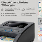 Safescan 155-S automatischer Geldscheinprüfer zur schnellen Überprüfung von Geldscheinen - Falschgeldprüfgerät mit 7-facher Echtheitsprüfung - 100% genauer Geldscheinprüfer