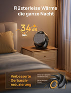 Dreo Heizlüfter Energiesparend Klein, Leiser 1500W Tragbar Heizlüfter mit Fernbedienung, Thermostat, 60° Neigbar, 8 Sicherheitsfunktionen, PTC-Keramik,12-Std-Timer, 3 Modus 3 Geschwindigkeit, Schwarz