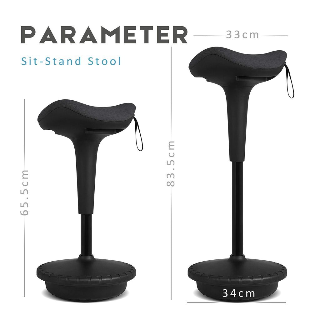 IWMH Ergonomischer Arbeitshocker, Hochverstellbare Stehhilfe, Atmungsaktiver Sitz-Steh-Hocker 360° Drehbar, Ergonomische Stehhocker Büro(Schwarz)